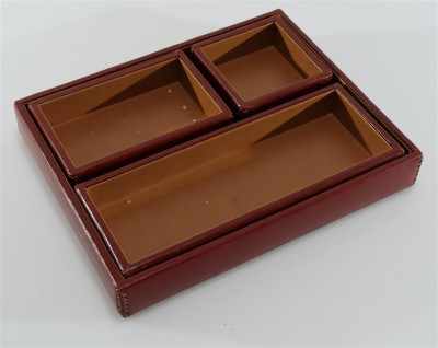 Image for Lot 4 Hermes Style Stitched Leather Desk Trays
