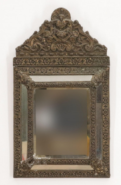 Image for Lot Spanish Baroque Style Repousse Brass Mirror