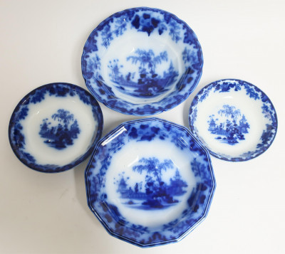Image for Lot Flow Blue 'Scinde' Transferware Items, 19th C.