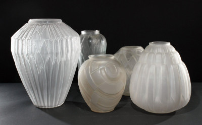 Image for Lot Andre Hunebelle - Frosted Glass Vases, 1930