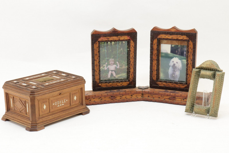 Image 1 of lot 3 Wood Tramp Art Pieces