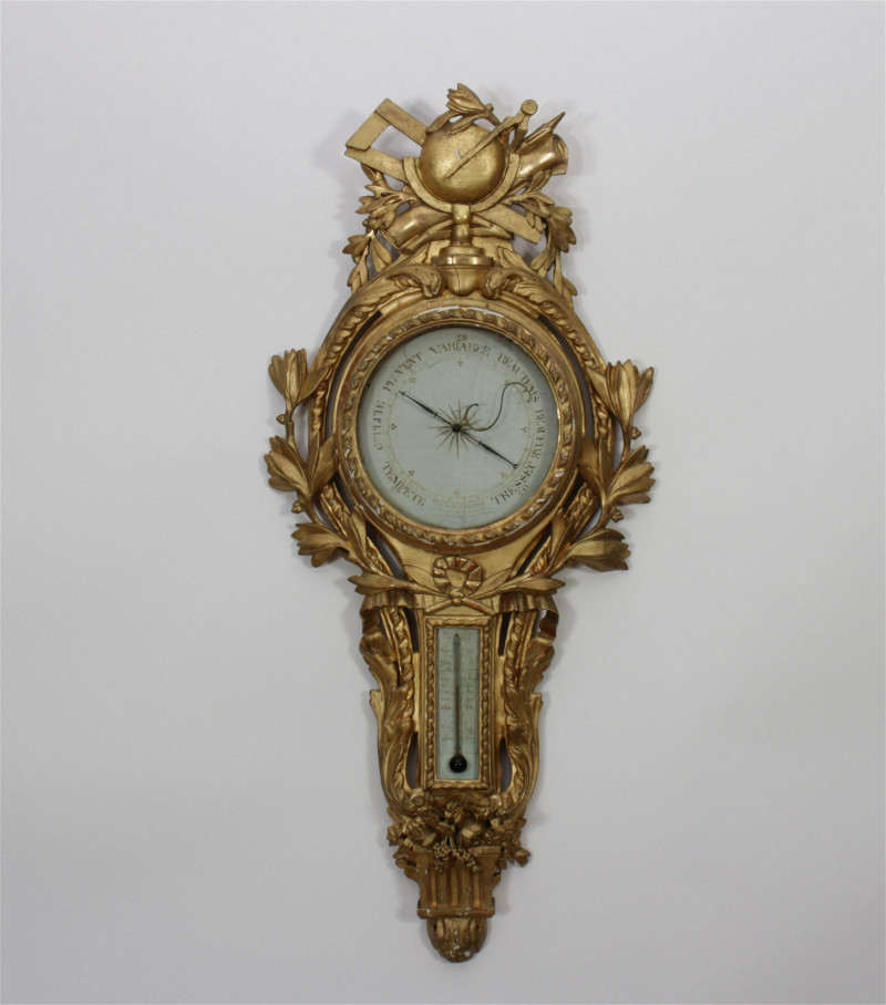 Image 2 of lot 19th C French Gilt Barometer, Parle Sr Carcany