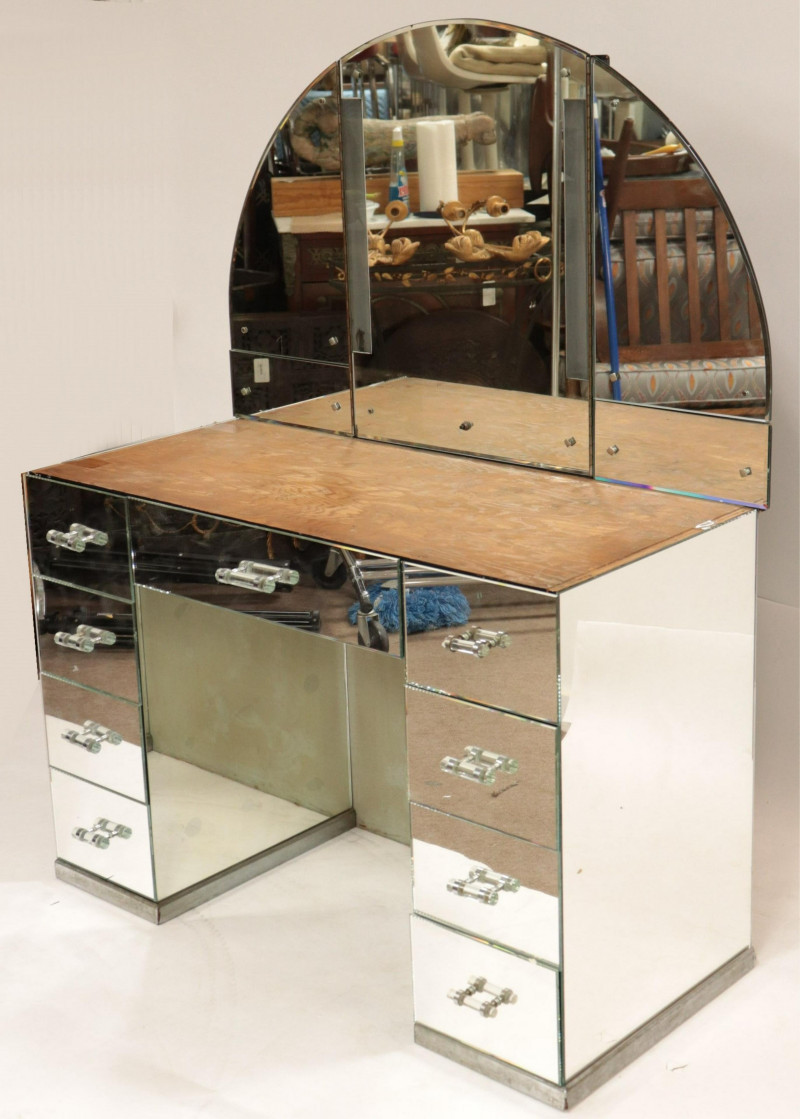 Image 1 of lot 1970's Mirrored Vanity Chest