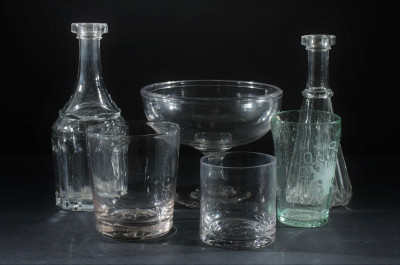 Image for Lot American Clear Glass Vases, Decanters, Compote