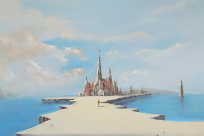 Image for Lot John J Stancin  Surrealist Castle Pathway