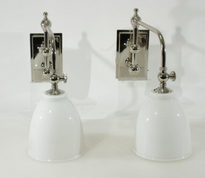 Image for Lot Pair of Polished Chrome Glass Sconces