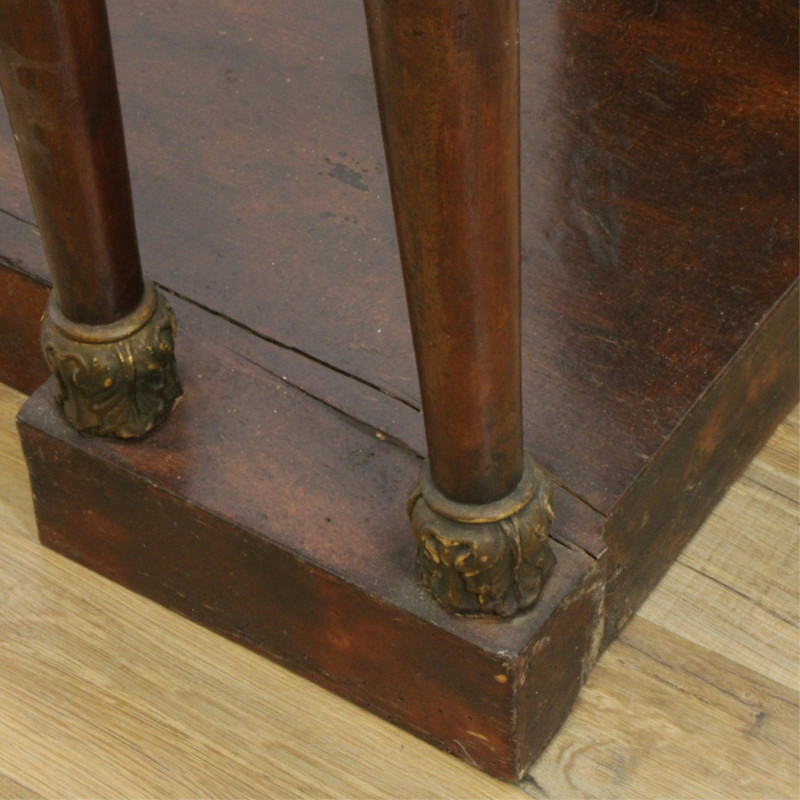 Image 3 of lot 19th C. Empire Wood and Marble Pier Table