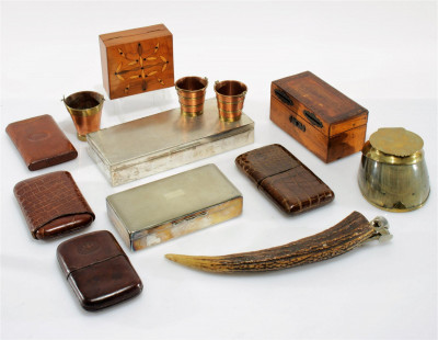 Image for Lot Vintage Cigar/Smoking Carrying Cases, Accessories