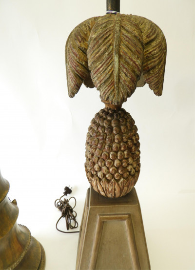 Image 3 of lot 2 Lamps, Bamboo & Pineapple