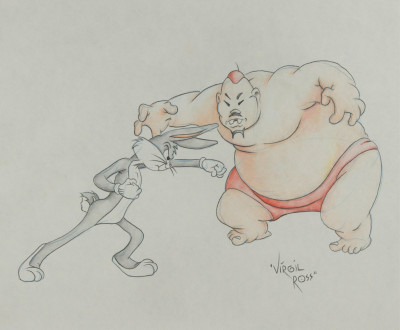 Image for Lot VIRGIL ROSS - BUGS BUNNY SUMO WRESTLER - DRAWING