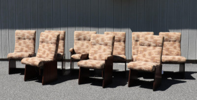 Image for Lot Set of 9 Mid Century Copper Dining Chairs, c 1980