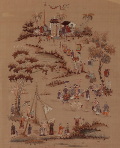 Image for Lot Asian Silkwork Tapestry