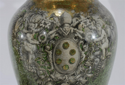 Image 4 of lot 2 Eglomise Decorated Glass Lamps
