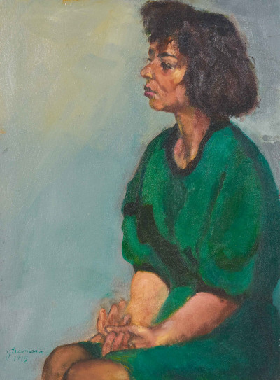 Joan Lesemann - Portrait of a Woman in a Green Dress