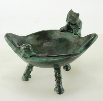 Image for Lot Ilana Goor - Cat & Mouse Bronze Bowl