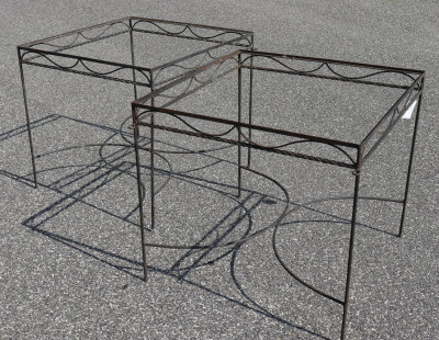 Image for Lot Pair Square Wrought Iron Tables