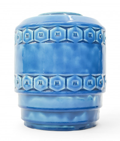 Image for Lot Lallemant Blue Geometric Motif Vase