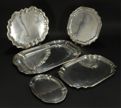 Collection of Sterling Silver Art Deco Trays