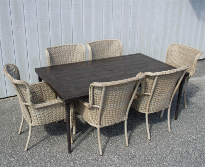 Image for Lot Hampton Bay Chairs and Mod Metal Table