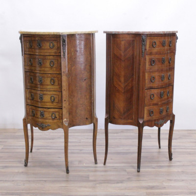 Image 1 of lot 2 Louis XV/XVI Style Inlaid Tall Chests