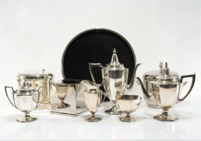 Image for Lot Meridan Silverplate Service, Sheffield Tray, other