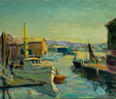 Image for Lot Joe Rimini - Boats in Harbor- O/C