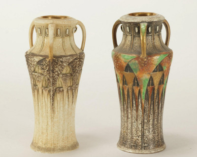 Image for Lot Ernst Wahliss - Matched Pair Amphora Vases