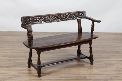 Image for Lot Fendal Oak Baroque Style Hall Bench