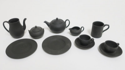 Image for Lot 9 Wedgwood Miniature Black Basalt Tea Wares