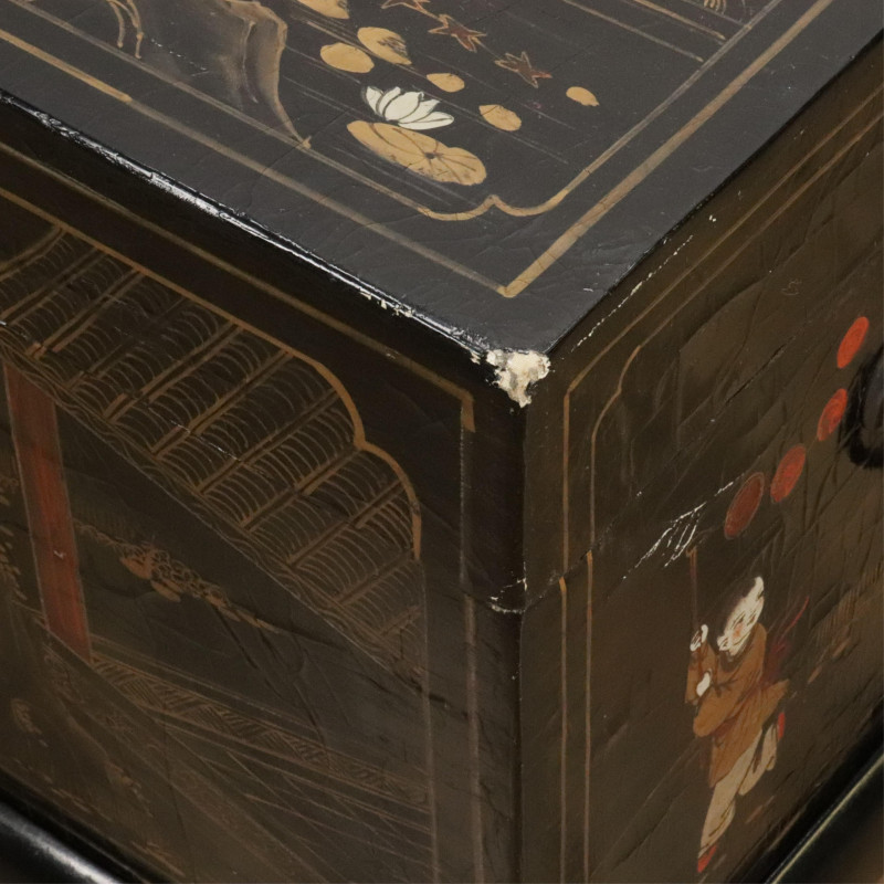 Chinese Black Lacquer Gilt Decorated Chest