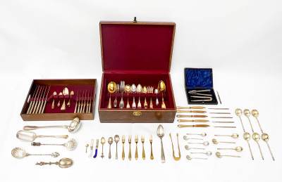 Image for Lot Assembled Group of Flatware In Wood Case