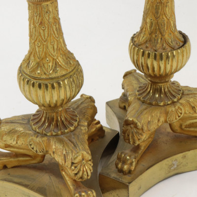 Image 6 of lot 2 Pair French Gilt Bronze Candlesticks 19th C