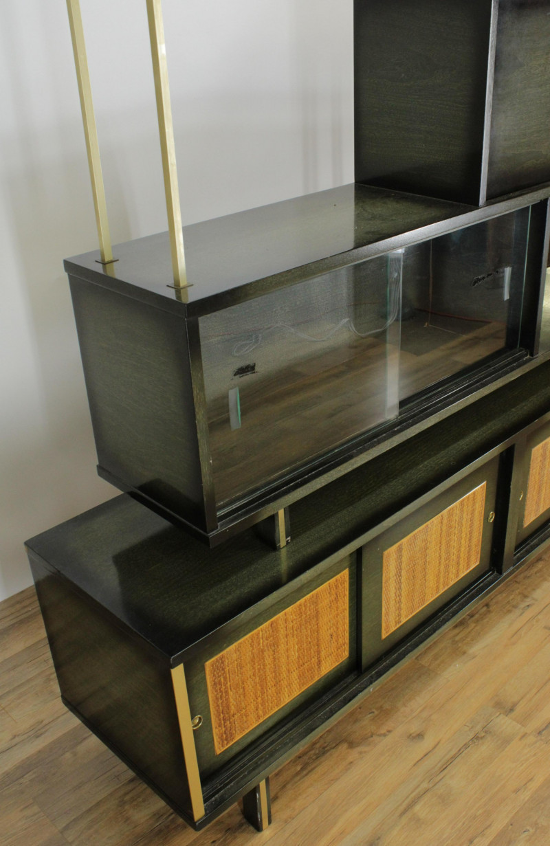Image 7 of lot 1950&apos;s Brass  Green Stained to Black Cabinet