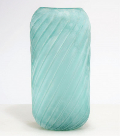 Image for Lot Cendese Green Ribbed Scavo Glass Vase, c.970