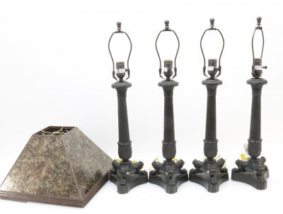 Image for Lot Set of 4 Regency Style Bronze Lamps c1890