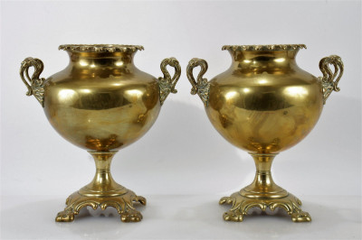 Image for Lot Pair of Classical Style Brass Urns