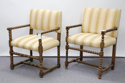 Image 1 of lot 2 English Baroque Cherry Bobbin-turned Armchairs