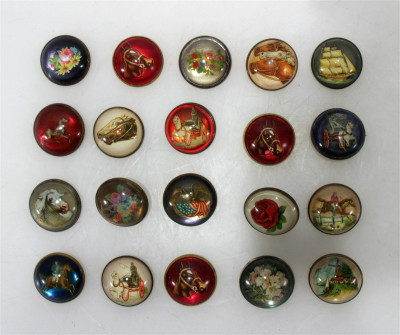 Image for Lot 20 Glass & Brass Equestrian Ephemera Buttons