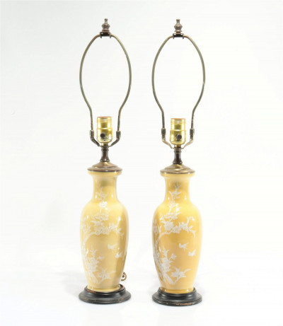 Title Pair Pate sur Pate Style Porcelain Lamps / Artist
