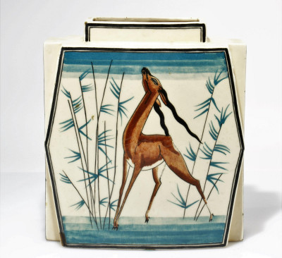 Image for Lot Robert Lallemant - Art Deco Pottery Gazelle Vase