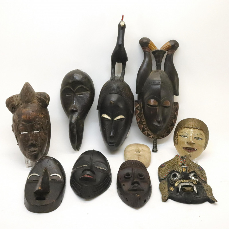 Image 1 of lot 10 African and Asian Tribal Masks