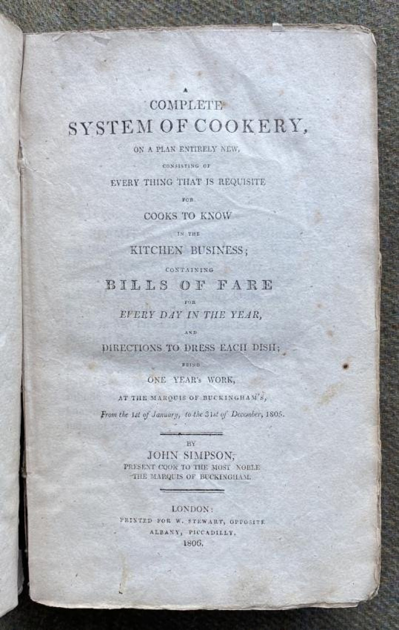 Image 1 of lot 1805 Simpson cook book, uncut in original boards