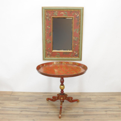 Image for Lot Chinoiserie Style Table; Monkey Mischief Mirror