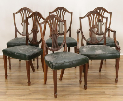 Image for Lot Sheraton Style Shield Back Dining Chairs
