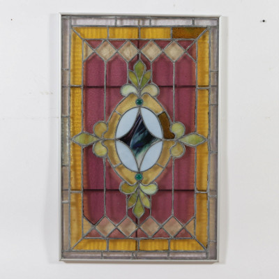 Image for Lot Vintage Leaded Stained Glass Window Panel