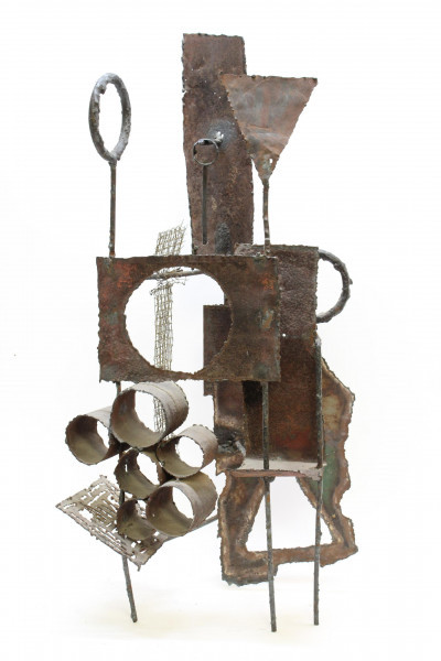 Image for Lot Brutalist Welded Wrought Iron Abstract Sculpture