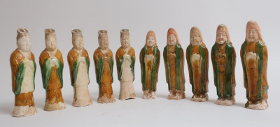 Image for Lot Group of Ten Tang Glazed Tomb Attendents