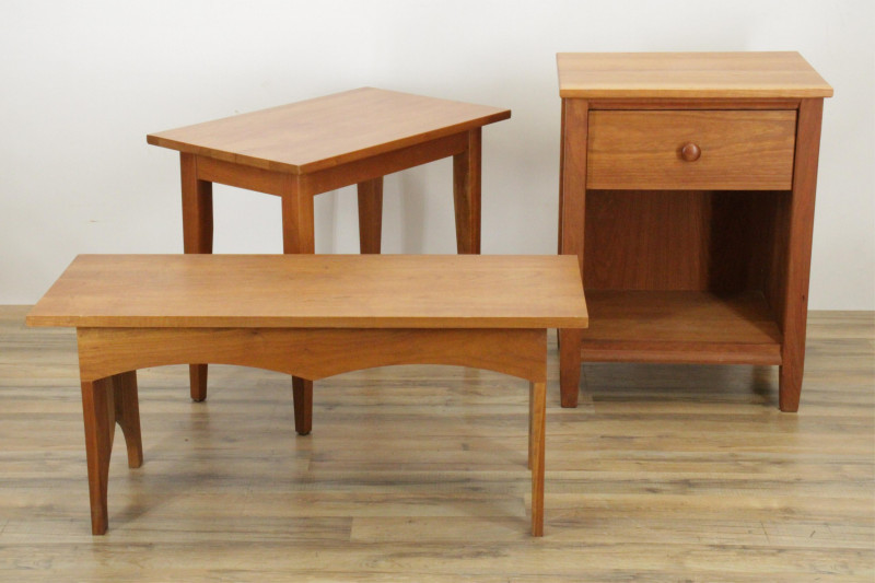 Image 1 of lot 2 Shaker Style Cherry Tables & Bench