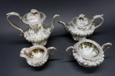 English Victorian Silver Assembled Tea, Coffee Set
