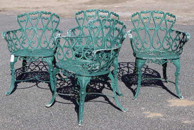 Four Vintage Cast Aluminum Outdoor Chairs